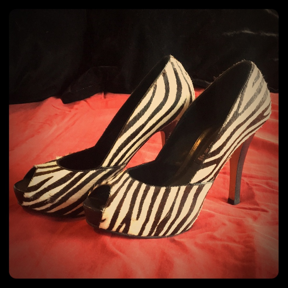 Steve Madden Zebra Peep-toe Pumps